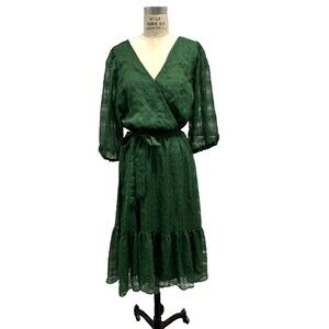 Deep Emerald Green Retro 70s-Style Dress – Size XL